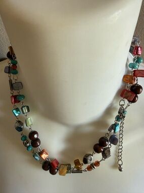 Multi-Color Beaded Layered Necklace by